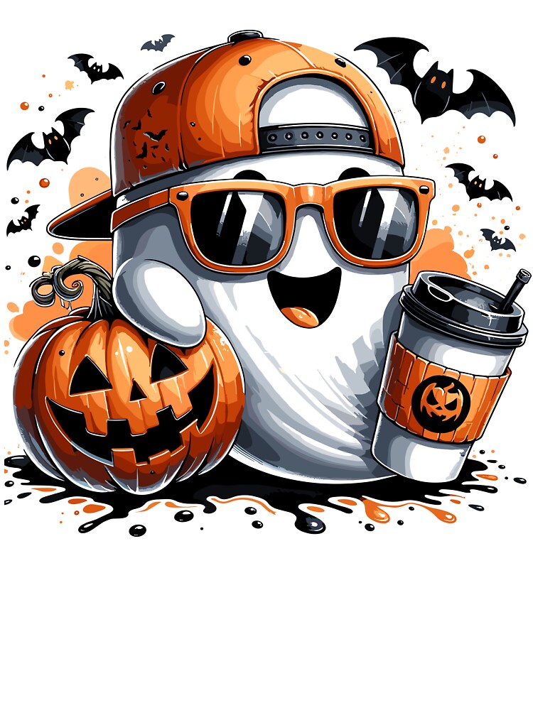 Spooky Pumpkin Ghost Bat Coffee Halloween Fun by ROOFY-HK