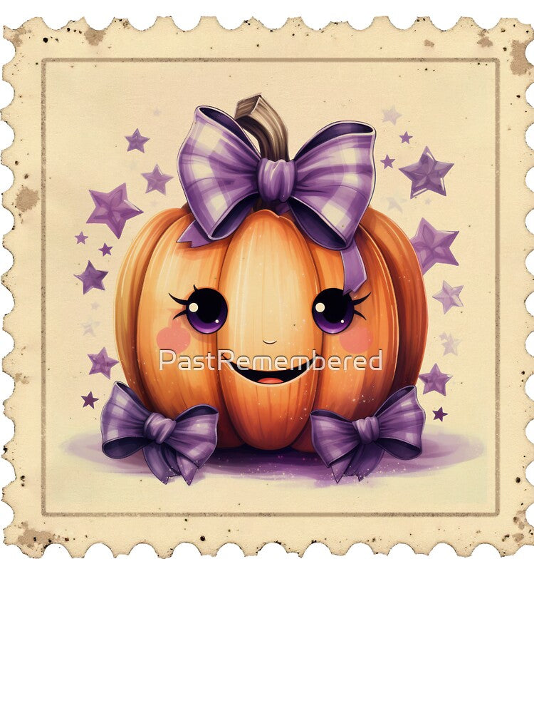 Cute Pumpkin with Purple Bow – Halloween Home Décor & Apparel by Compass and a Camera