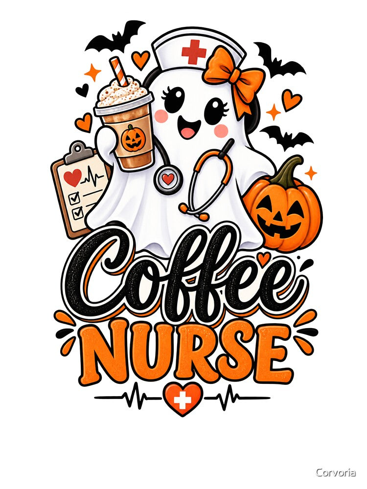 Coffee Nurse Halloween Gift Cute Ghost Nurse Style by Corvoria