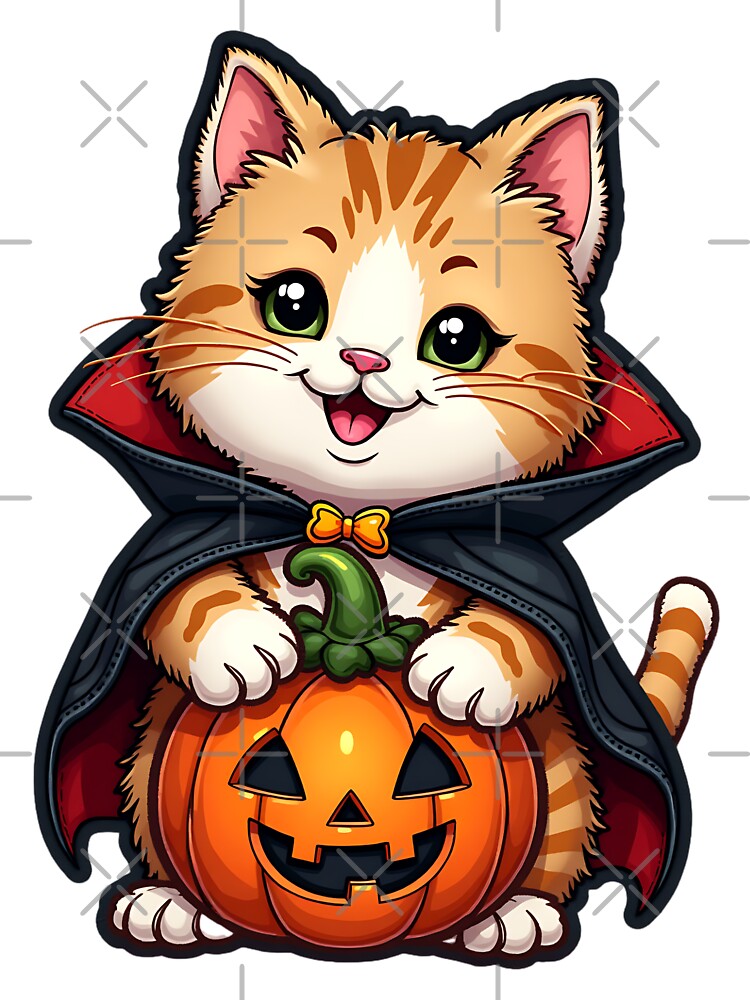 Halloween Cat, Vampire Kitty, Black Cat, Cute Halloween Cat, Spooky Kitten, Kawaii Pet, Halloween Gift by ArtDesignTp