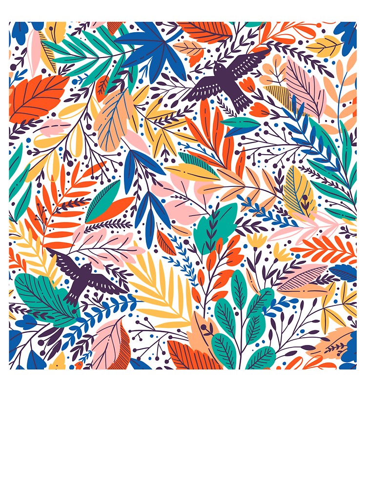 Bright Botanical with Flying Birds by Griffletta