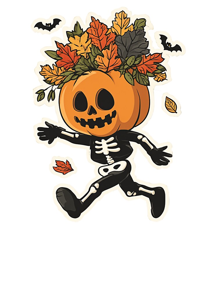 Retro Halloween Skeleton in Pumpkin Costume by Bambooartist