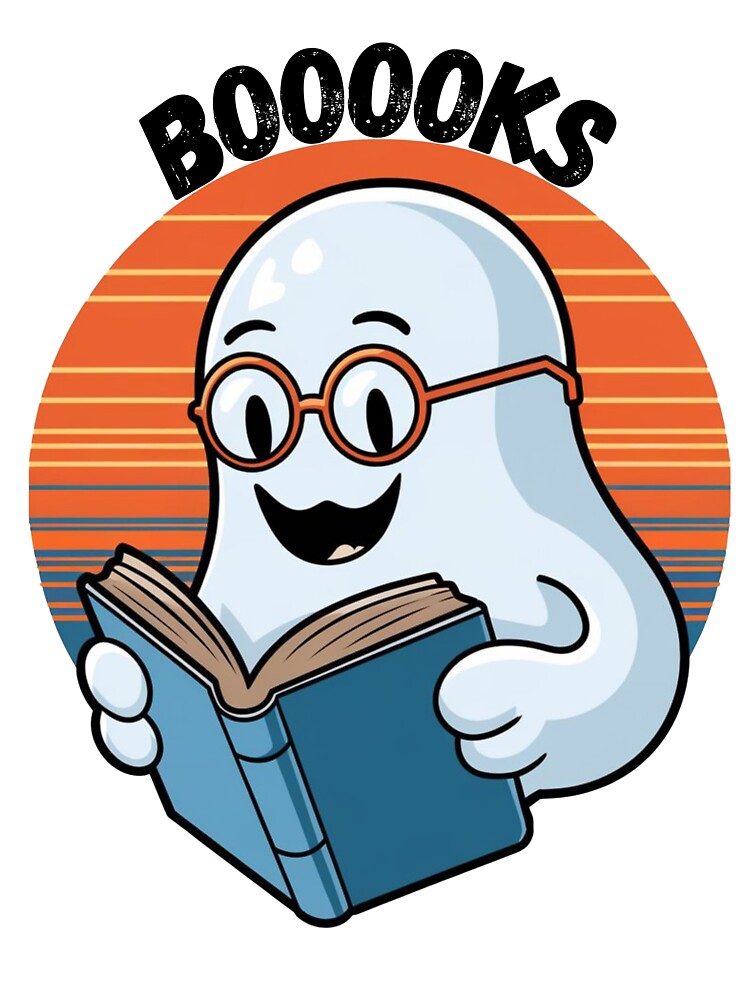Cute Ghost Book Reading Books Retro Halloween Teacher by TS-Des