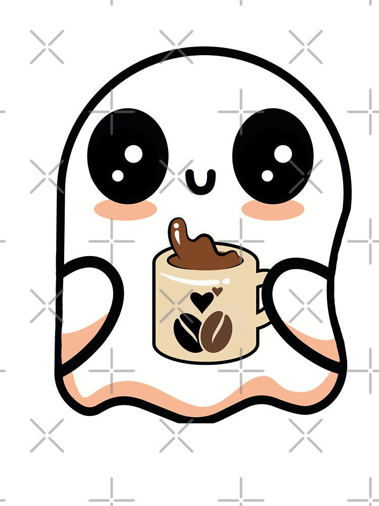 Kawaii Ghost with Coffee Mug by ZdunekDesign