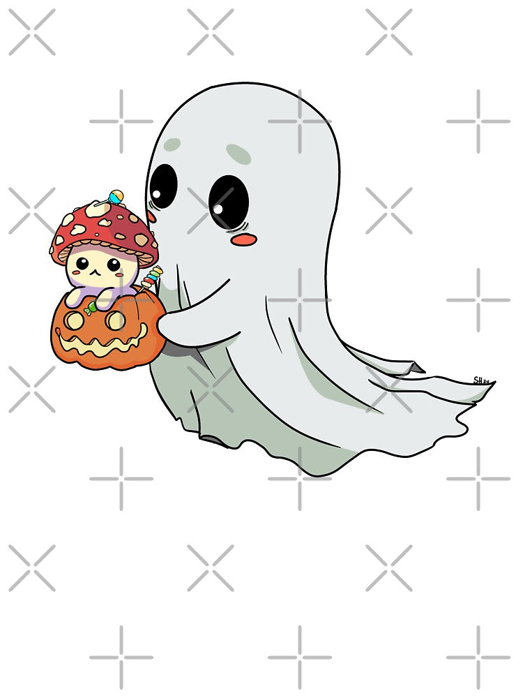 Ghost holding pumpkin mushroom by SheboahArt