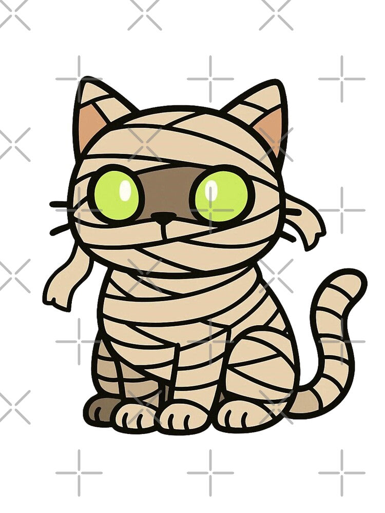 Mummy Cat with Glowing Eyes – Cute Halloween Creature by Confuzz1ed