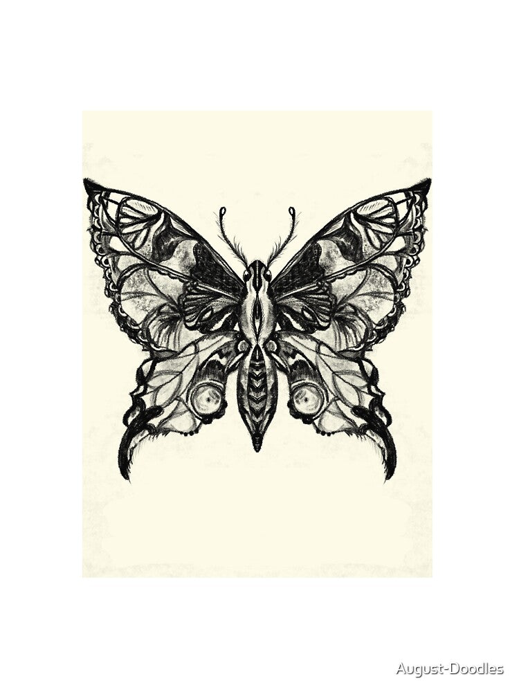 Charcoal sketch moth by August Doodles