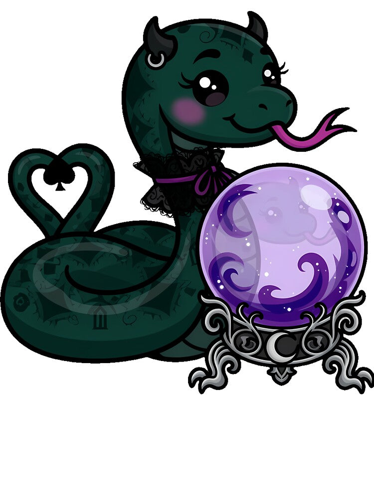 Serpent beside Crystal Ball by IllumeInk