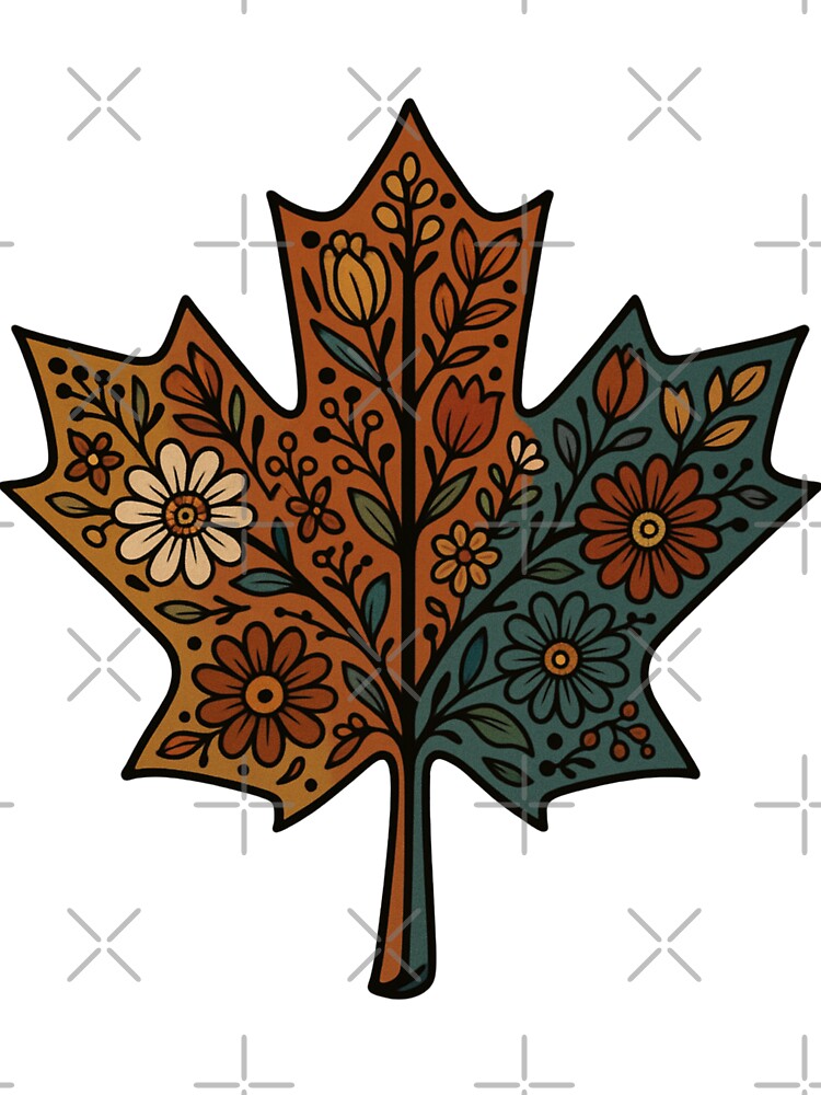 Boho Floral Maple Leaf – Vintage Fall Aesthetic Autumn Design by Furr-n-Purr