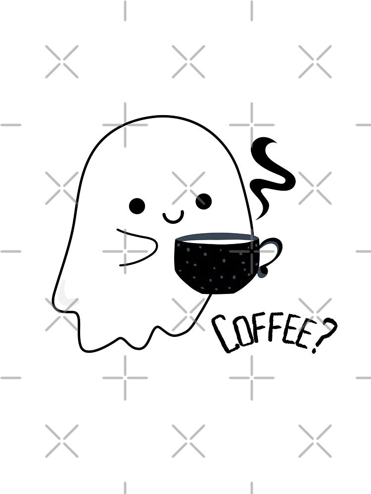 Cute ghost with a cup of hot coffee by LePetiteShadow