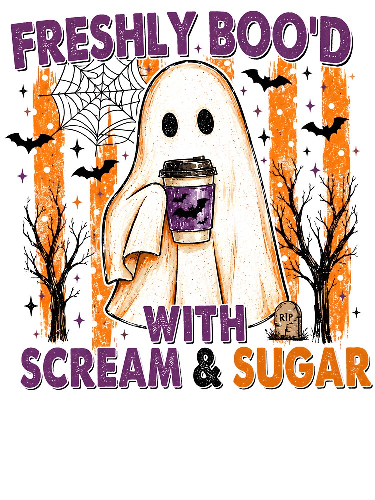 Ghost Coffee Freshly Boo'd with Scream and Sugar Halloween by Artbyrome