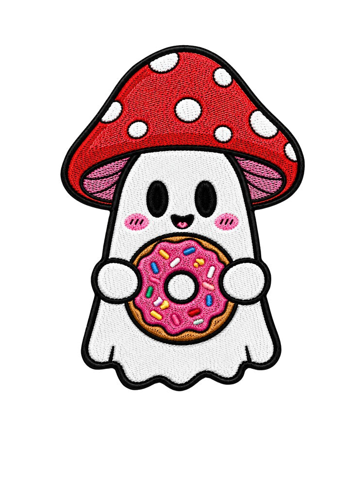 Cute Ghost Donut Kawaii Embroidery Patch Design Mushroom Boo by ColorSplash123