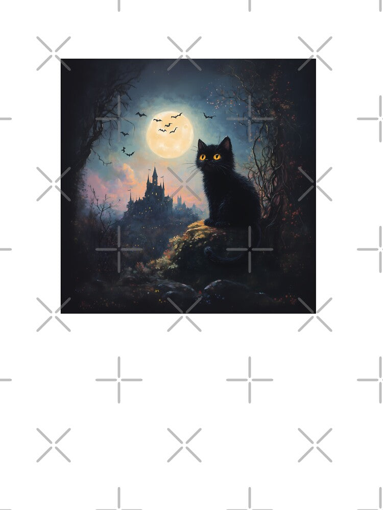 Black cat during full moon by WoollenLlama