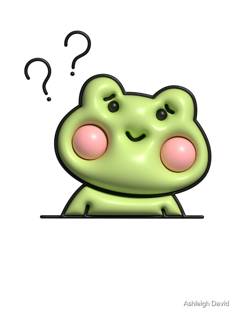 Curious Frog with Question Marks by Ashleigh David