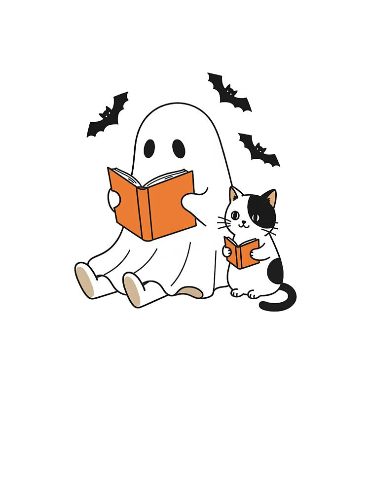 Cute Halloween Ghost Reading Book by MOHITSALVI