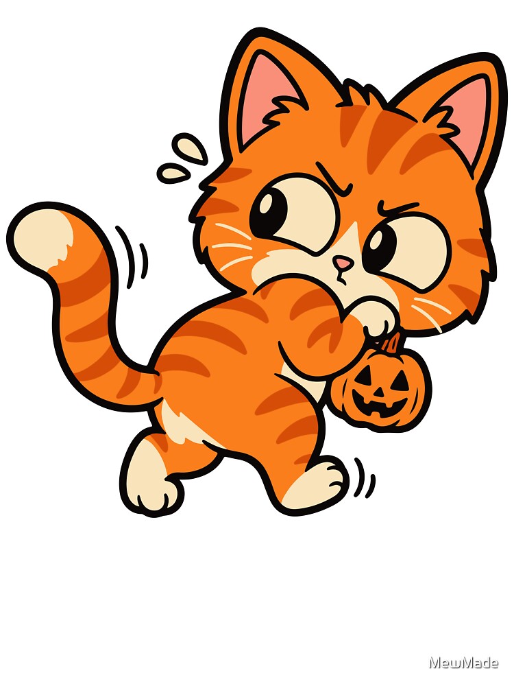 Cute Orange Halloween Cat with Pumpkin by MewMade