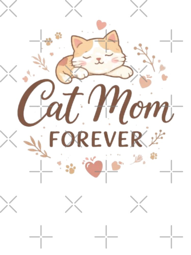 Cat Mom Forever Minimal Design | Cute Cat Lover Aesthetic Gift by Sanika arts