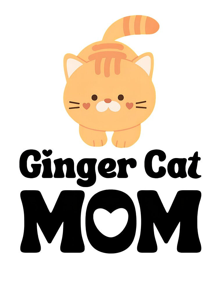 Cute Ginger Cat Mom Retro Heart Illustration by OlyvieArt