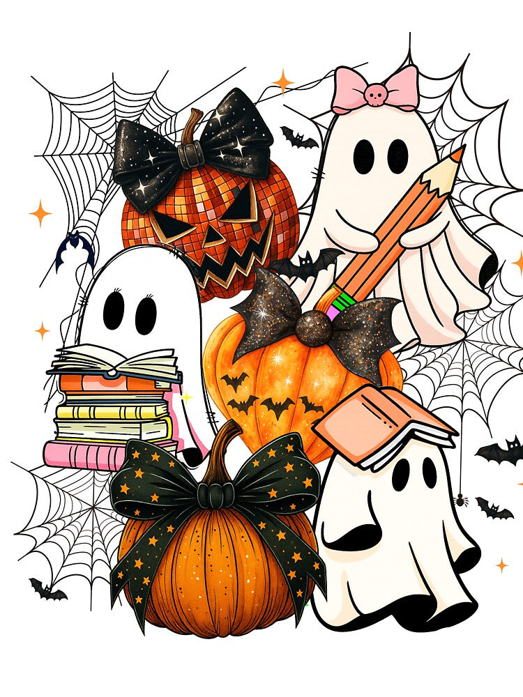 Spooky Ghost Book Reading Pumpkin Halloween Teacher Books by grumpzara