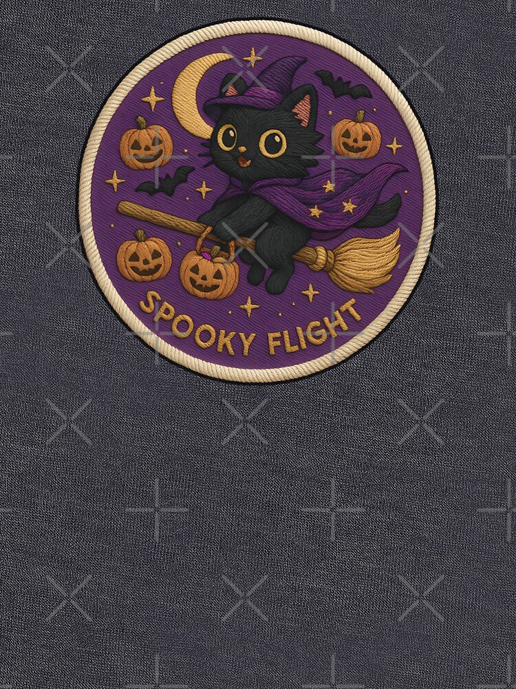 Halloween Cat Embroidery Patch – Flying on Broomstick by Nuist25