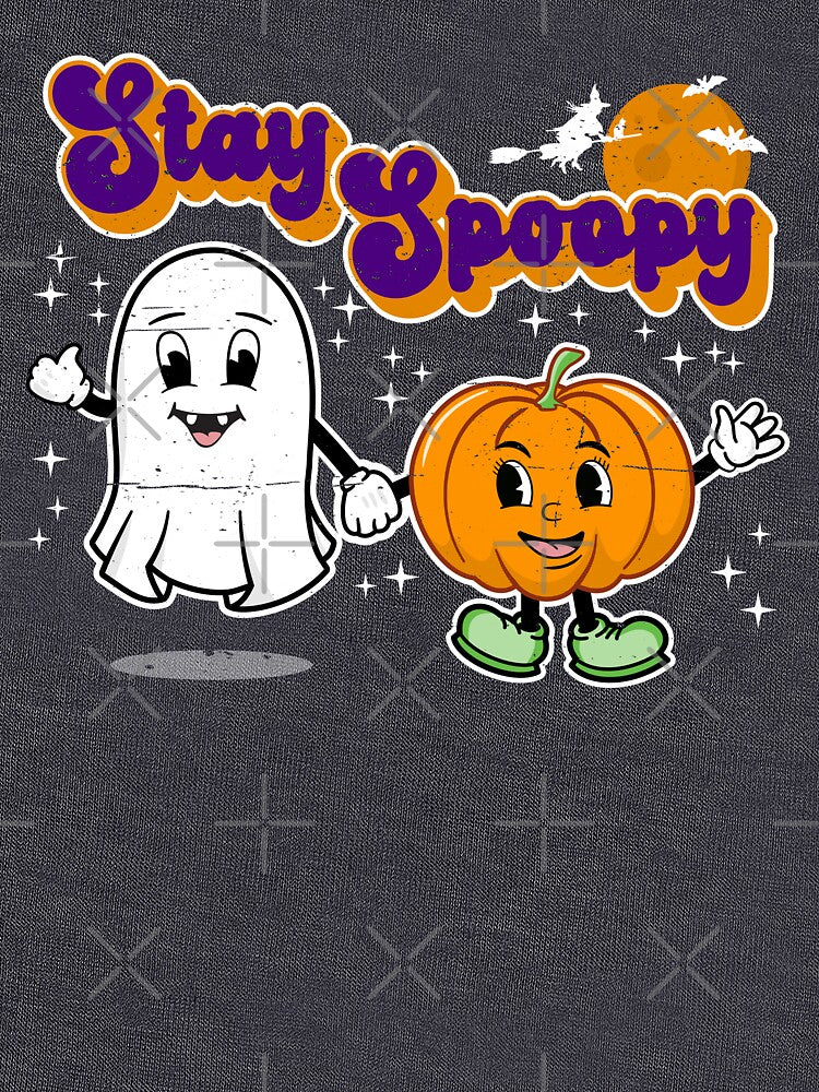 Stay Spoopy: Cute Halloween Ghost & Pumpkin by Happy Puppy Print On Demand