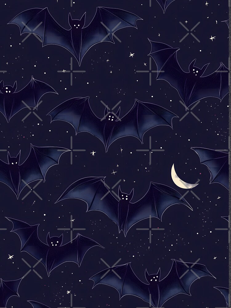 Dreamy Bats in Night Sky - Minimalist Vector Art by Soul-Sparks