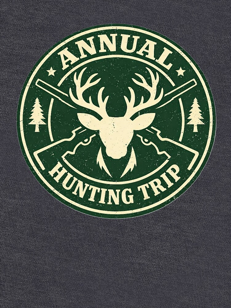 Annual Hunting Trip Vintage Badge – Deer & Rifle Outdoor Crest Design by EastEndTownie