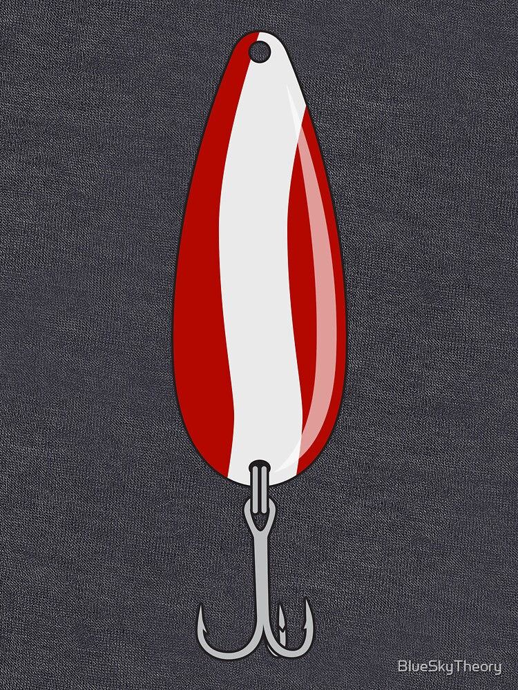 Classic Spoon Fishing Lure - Red White Stripe by BlueSkyTheory
