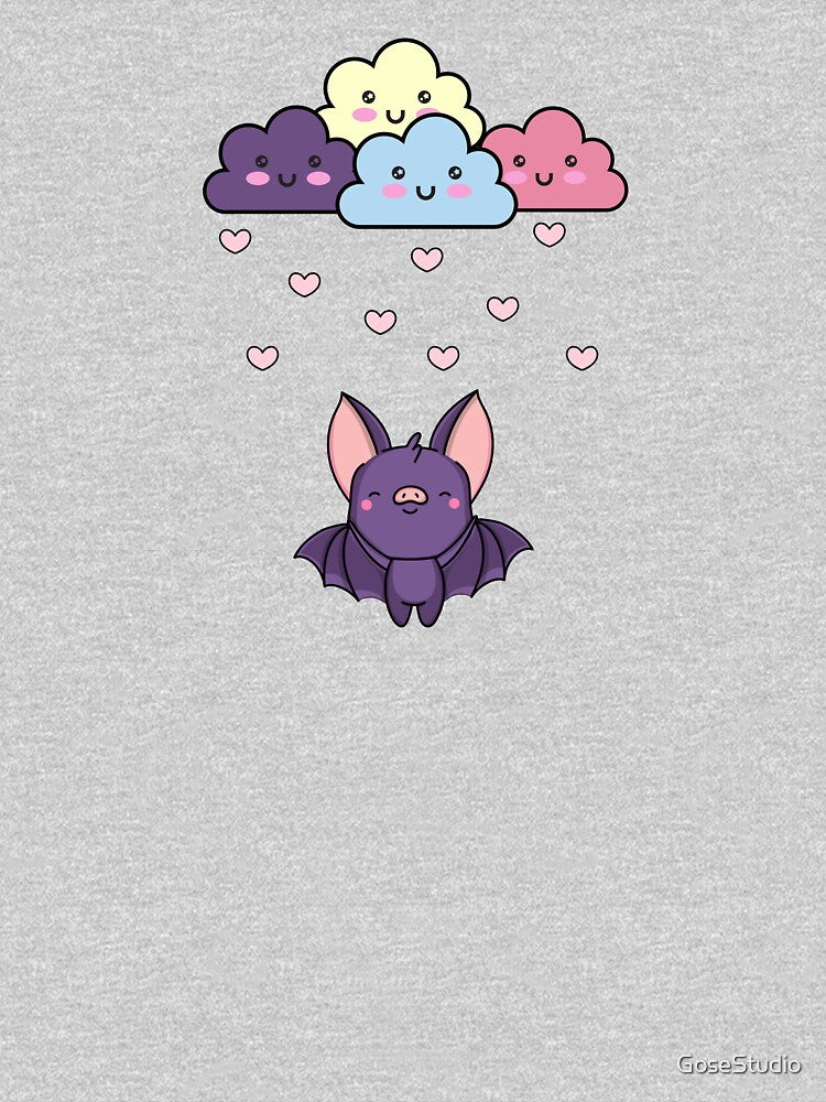 Cute Bat, Kawaii Clouds, Hearts - Pastel Goth by GoseStudio