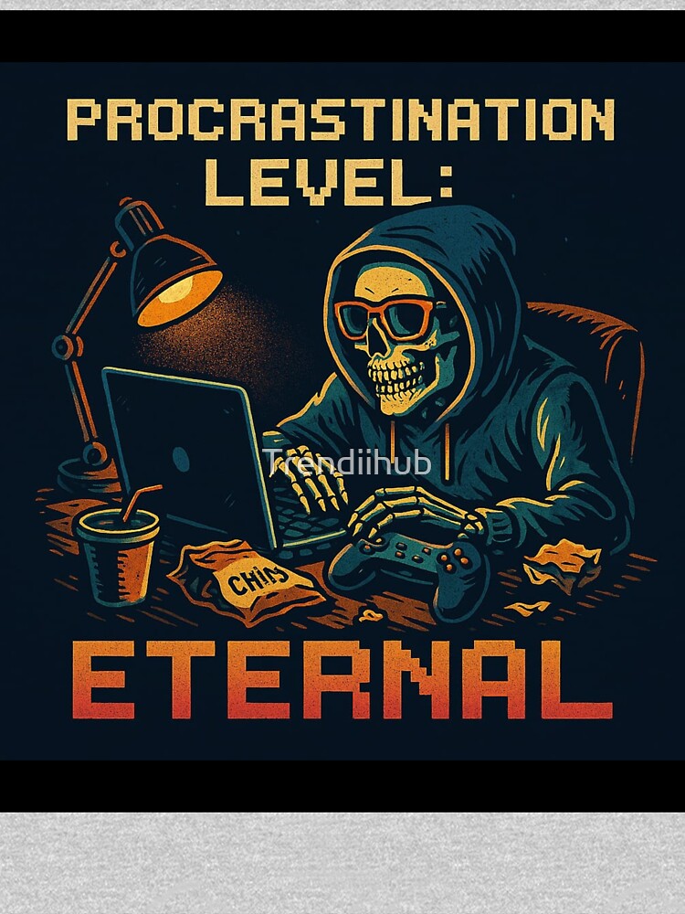 Late Night Grind – Skeleton Gamer Hoodie Meme Art for Students and Gamers by Trendiihub