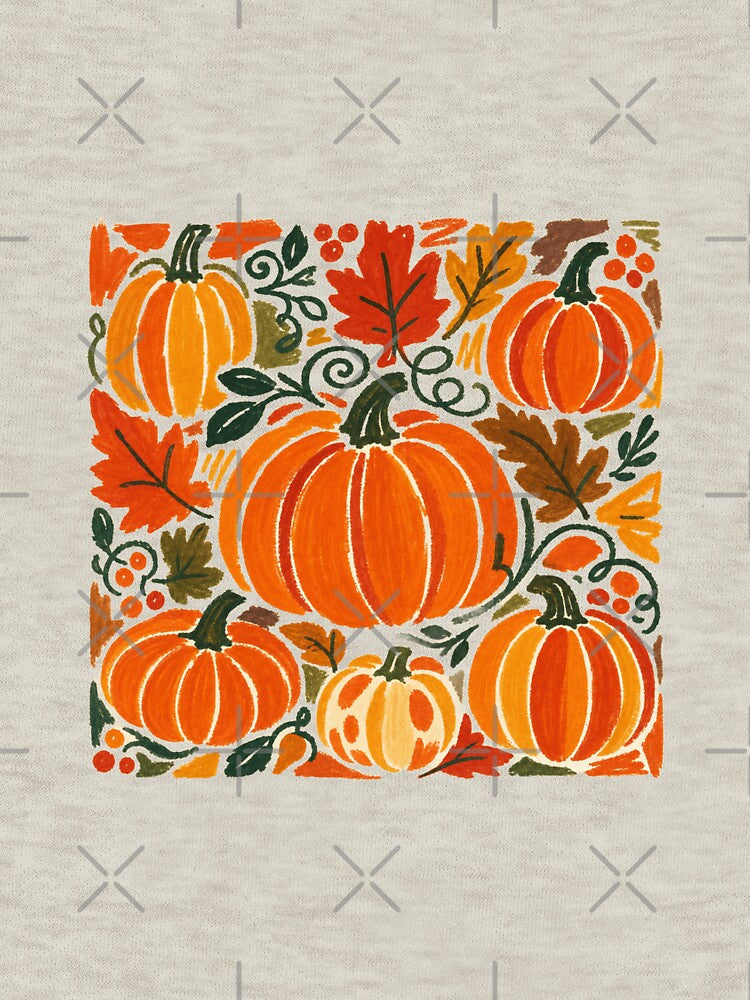 Autumn Pumpkins Vintage Folk Art by ZOHRR