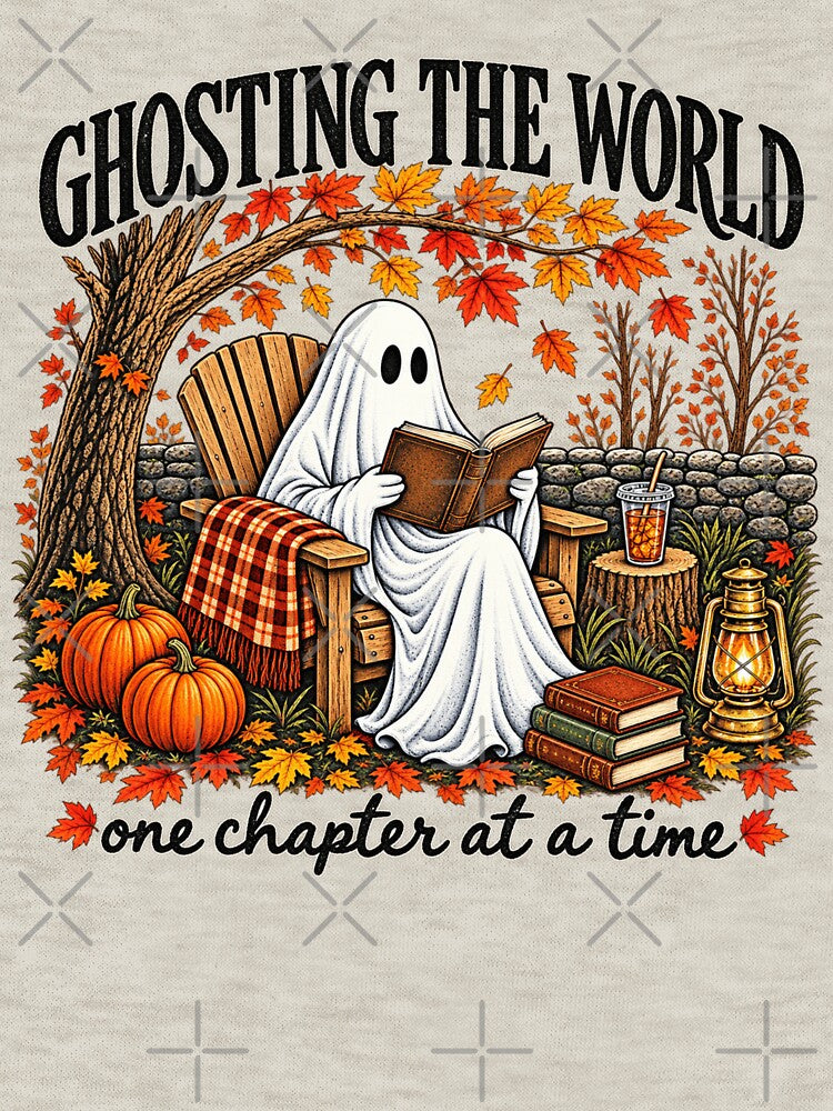 Ghosting The World Halloween Ghost Reading Book Lover Spooky Season by LASTIQUE-dd