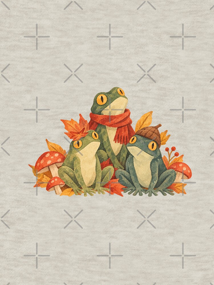 Autumn Frog Trio – Cozy Vintage Fall Art by ZOHRR