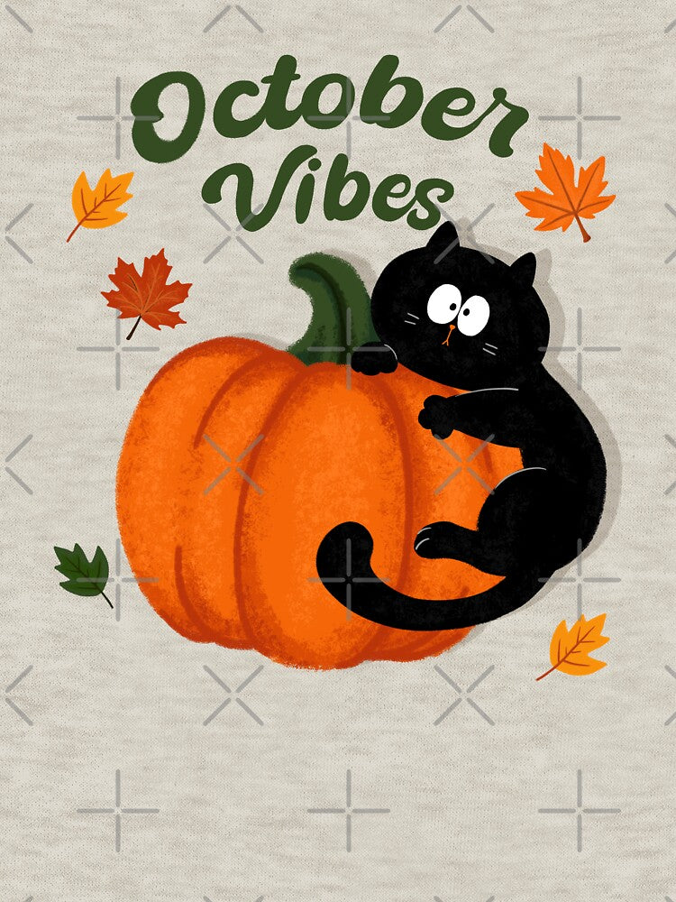 October Vibes Black Cat Fall Pumpkin by Moody Critters