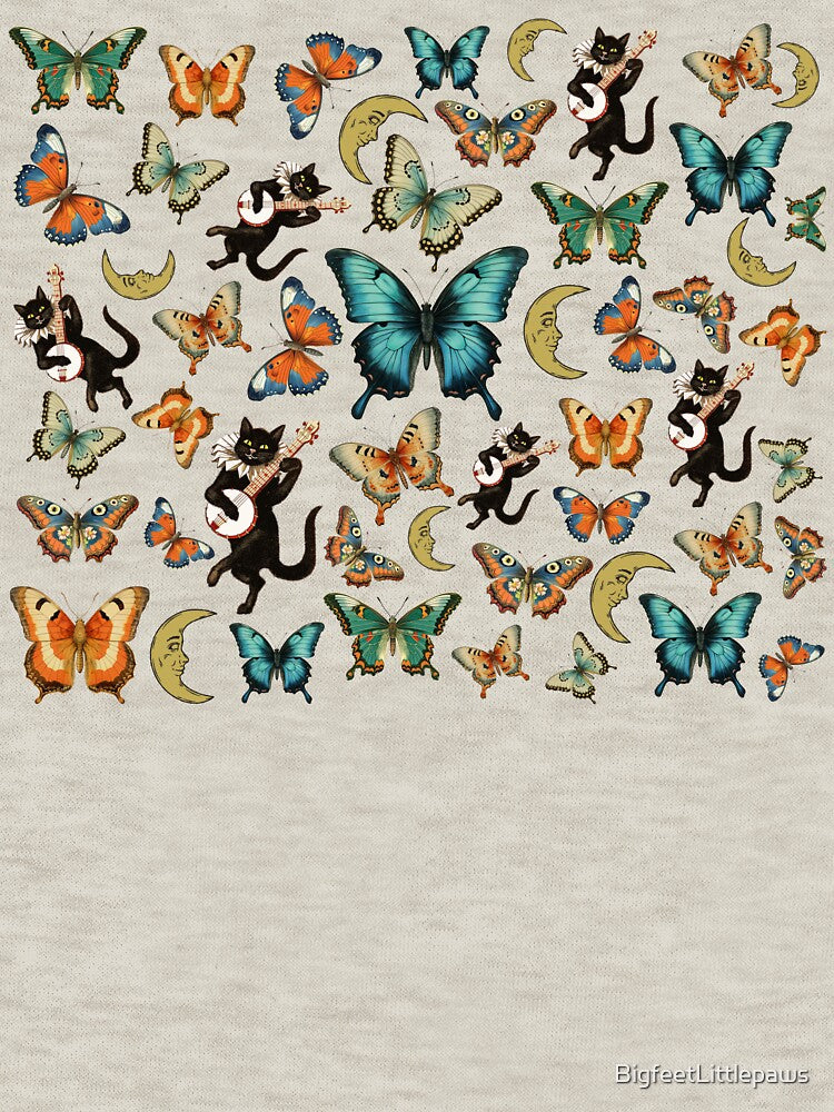 Butterfly pattern with black cat and moon by BigfeetLittlepaws