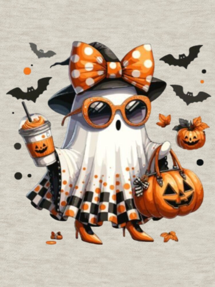 autumn ghost with bats, coffee and pumpkins by szydelkowanika