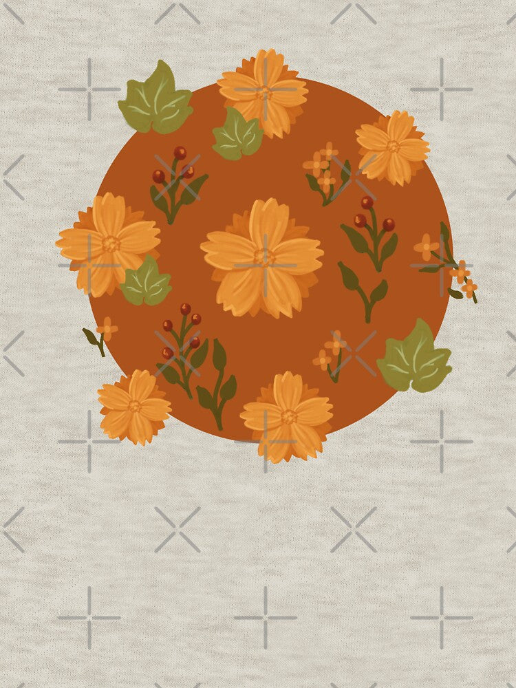 Orange Cosmos Toss - Warm Autumn Floral Botanical Pattern by VenusandMoon