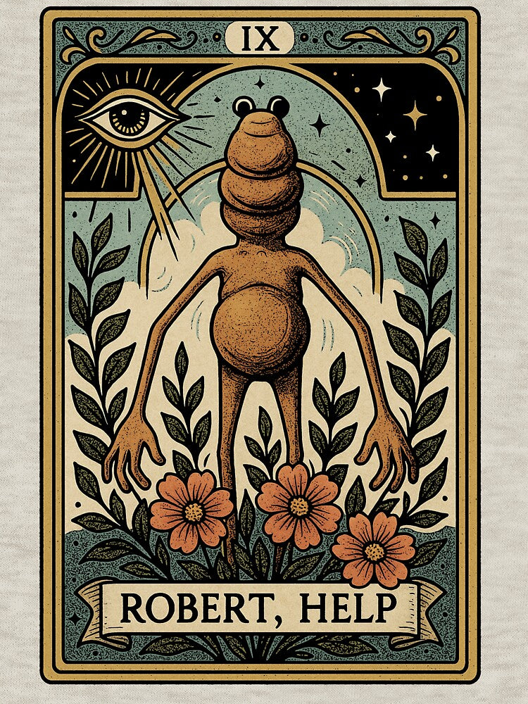 Robert Help, Marcus the Worm Unisex Sweatshirt, Unisex t shirt, VR Chat Meme T Shirt, Weird t shirt, Funny Marcus Vrchat memes Tarot Card Vintage by Rosqzz