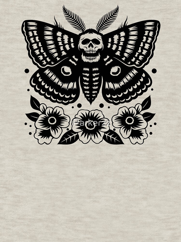Death Moth with Skull Gothic Tattoo Style Design by Parkerzz