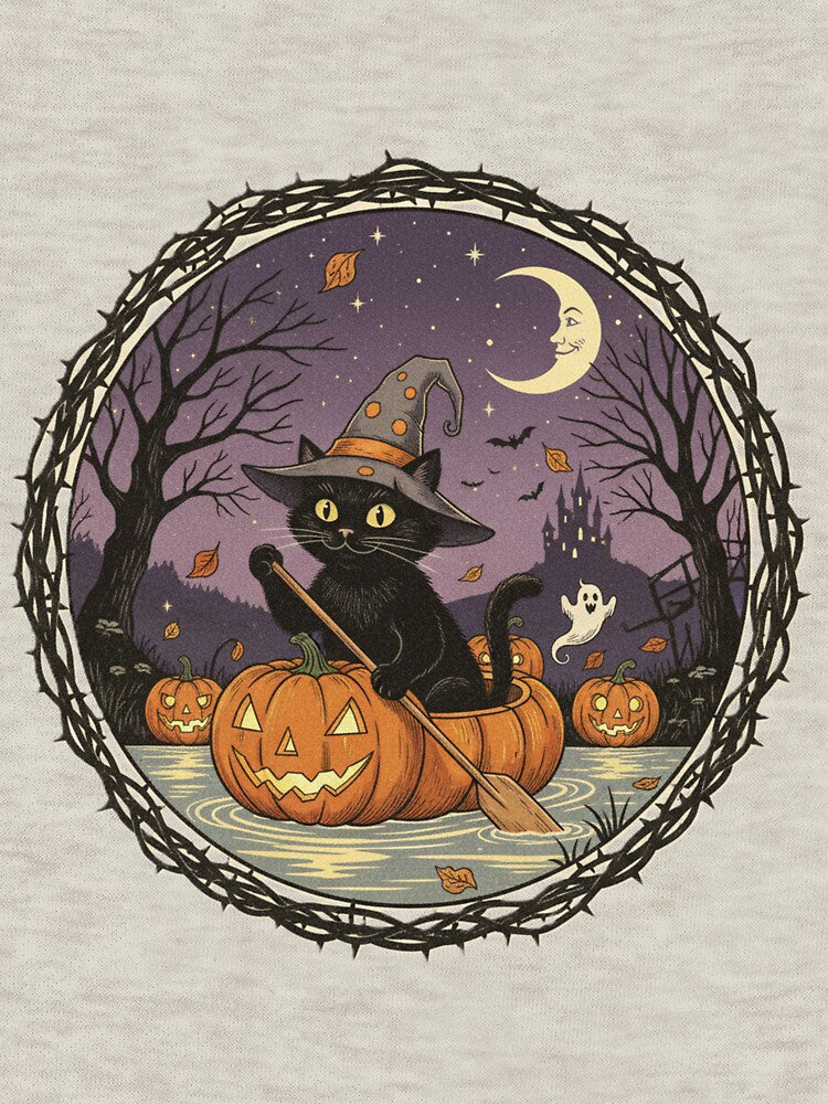Halloween vintage cat T-shirt by RiaPrint