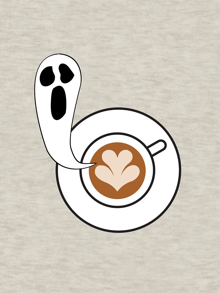 Spooky Cute Halloween Ghost with Coffee by Furkan Al-Gburi