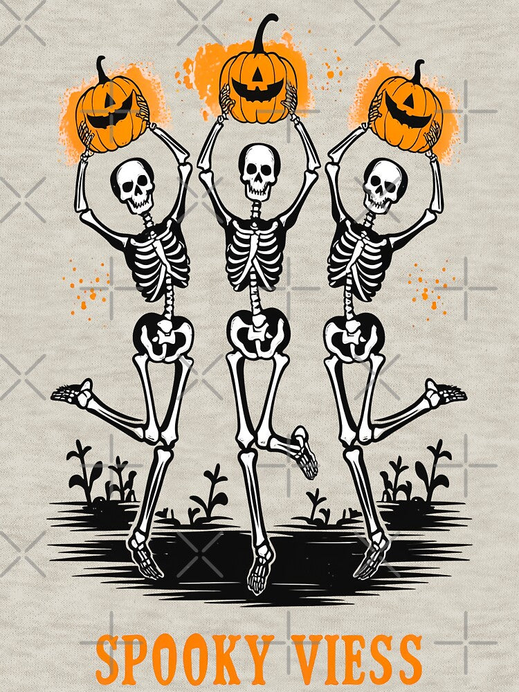 Spooky Vibes Halloween Dancing Skeletons by Mosaic-97