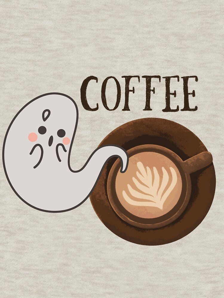 Halloween Cute and Spooky Ghost with Coffee by Furkan Al-Gburi