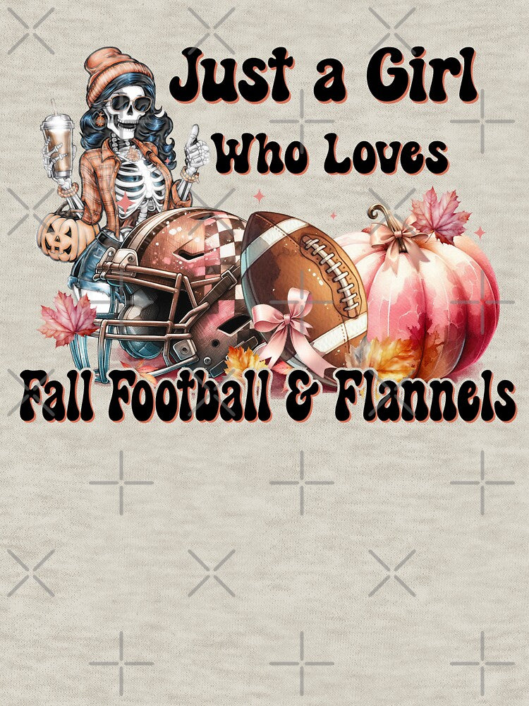 Fall Football Flannels Autumn Girl Loves Fall Pumpkins Skeleton Latte by IslandGirlArt