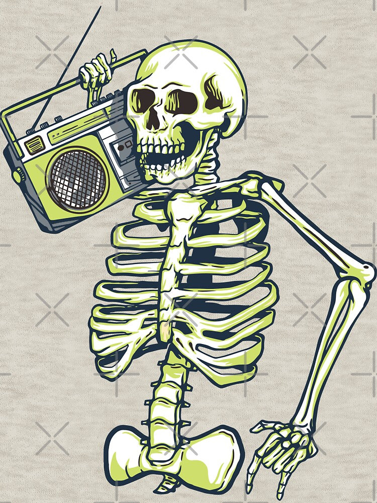 Funny skeleton with a cassette player by Acim0
