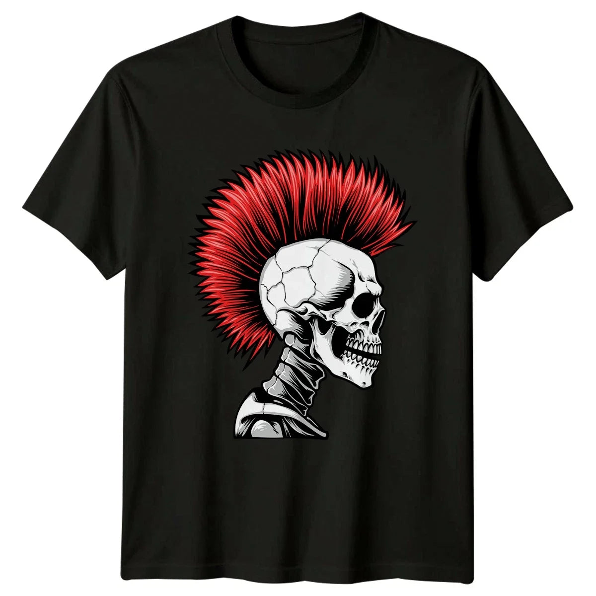 Red Hair Mohawk Skull Punk Rock Gothic Birthday Gift For Him And Her Unisex