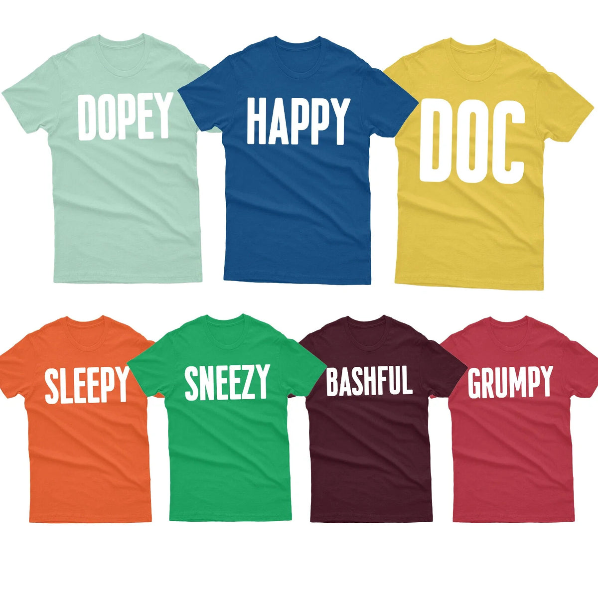 Seven 7 Dwarfs Snow White Happy Costume Funny Bashful Dopey Doc Unisex T shirt#V Unisex