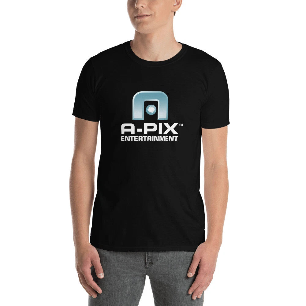 A-PIX Entertainment 80s 90s VHS Movie Logo T-Shirt – Unisex, Retro Design