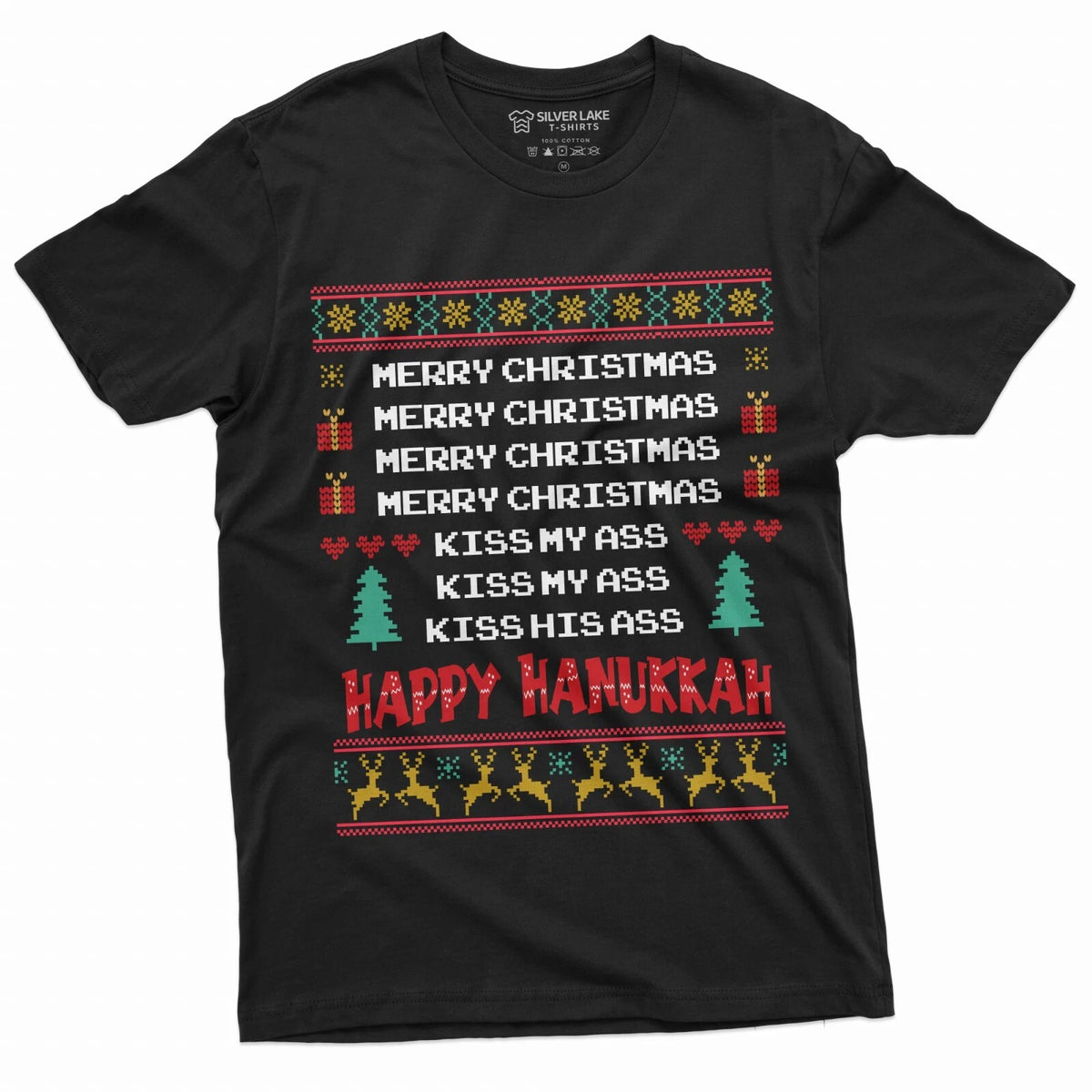 Men's Holiday Funny Shirt Merry Christmas Happy Hanukkah T-shirt classic movie T