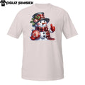 Christmas Snowman T-Shirt – Red Plaid Scarf, Ornament & Cheerful Winter Design
